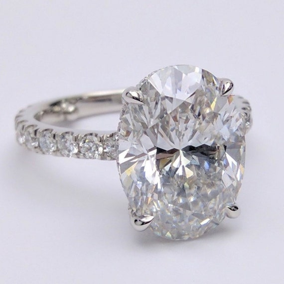 Oval Diamond Crown Engagement Ring 3.15 Carats Lab Grown IGI I | Etsy