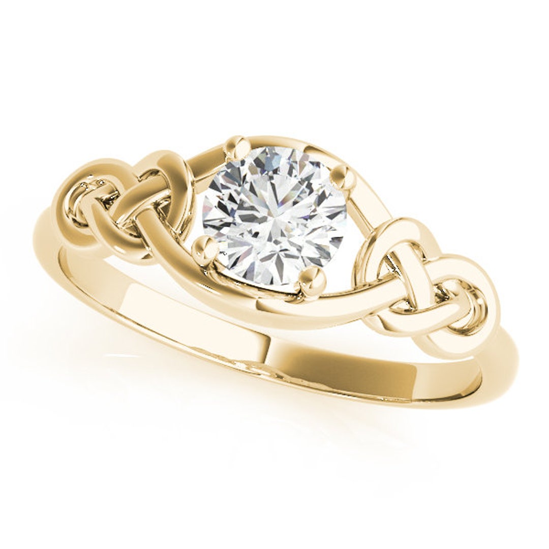 Love Knot Engagement Ring, Lab Grown Diamond 14k Yellow Gold Etsy