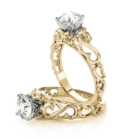 Filigree solitaire engagement best sale ring