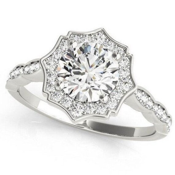 Scalloped halo engagement ring deals