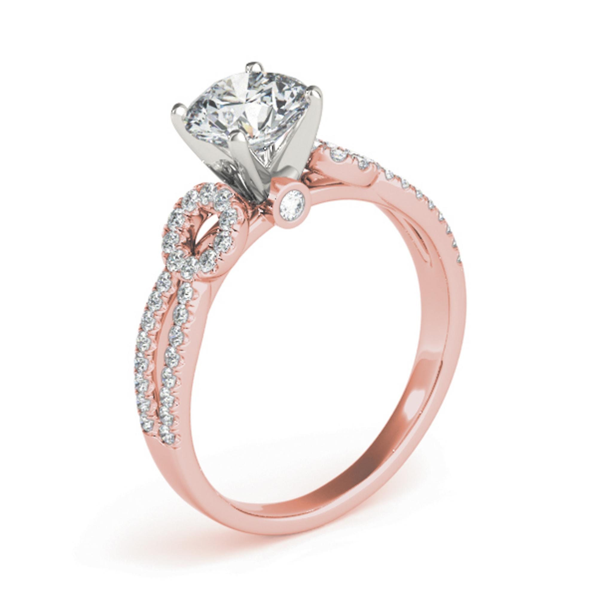 Moissanite Round Split Pave Diamond Band Engagement Ring 14k | Etsy