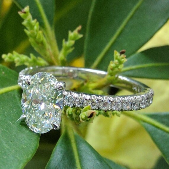 Oval Forever One Petite Pave Set Diamond Engagement Ring by MDC