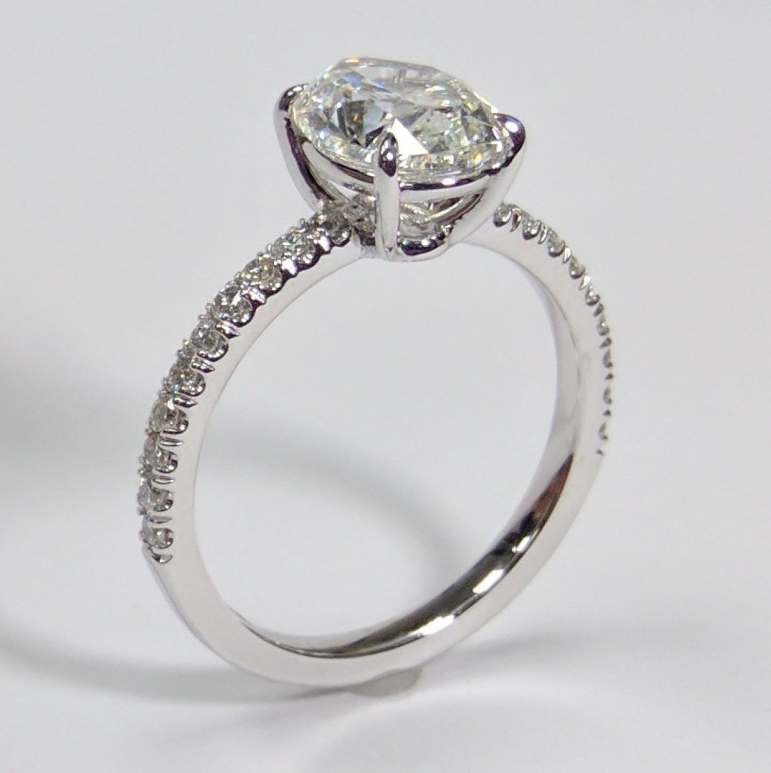 Delicate Low Profile Oval Diamond Engagement Ring 2.15 Carat - Etsy