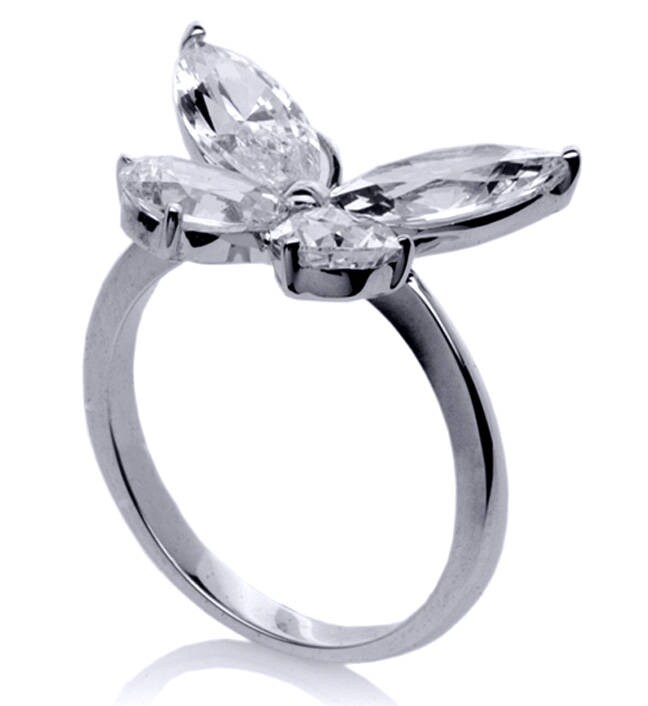 Large Butterfly Diamond Ring Mixed Cut Diamonds - Etsy