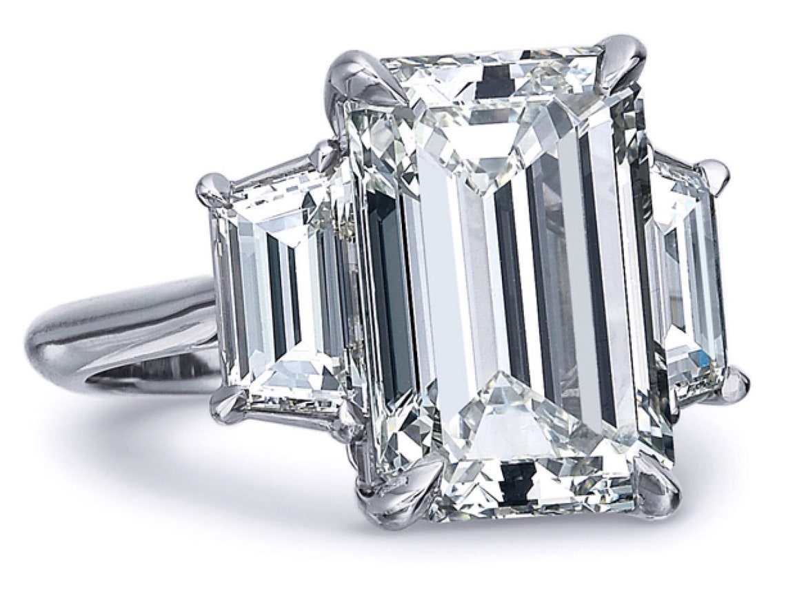 Emerald Cut 3 Carat Diamond Trapezoids Engagement Ring - Etsy