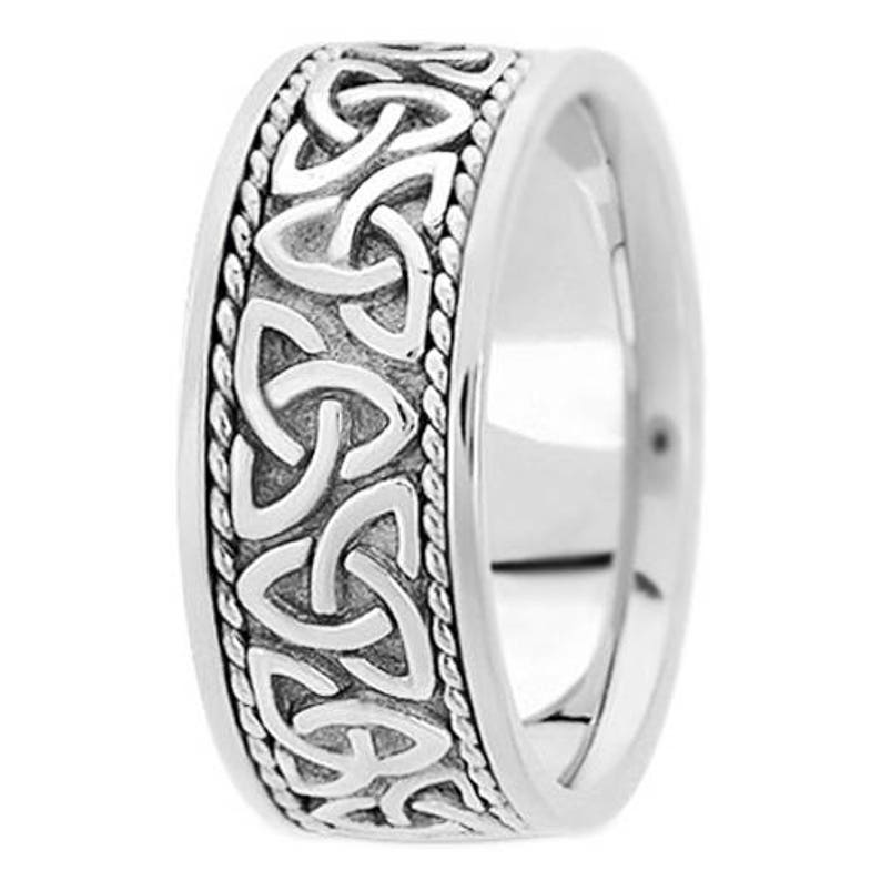 Celtic Trinity Knot & Rope White Gold Unisex Wedding Ring - Etsy