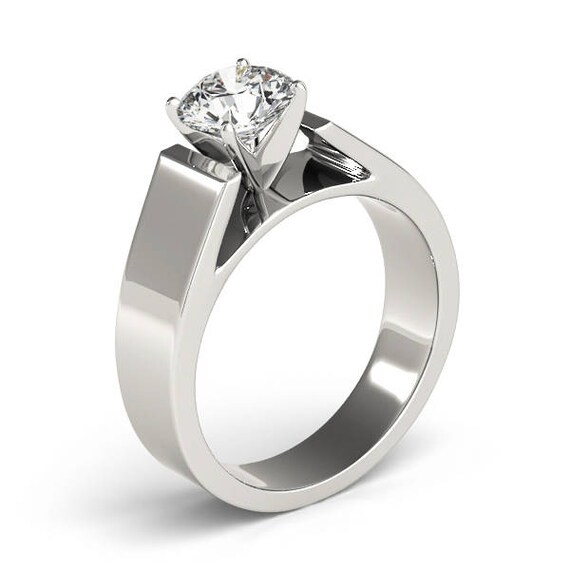 Wide band sale cathedral engagement rings