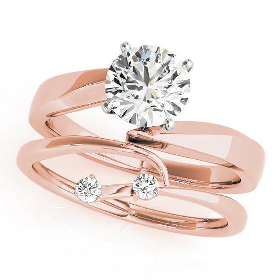 Swirl engagement ring with wedding band deals