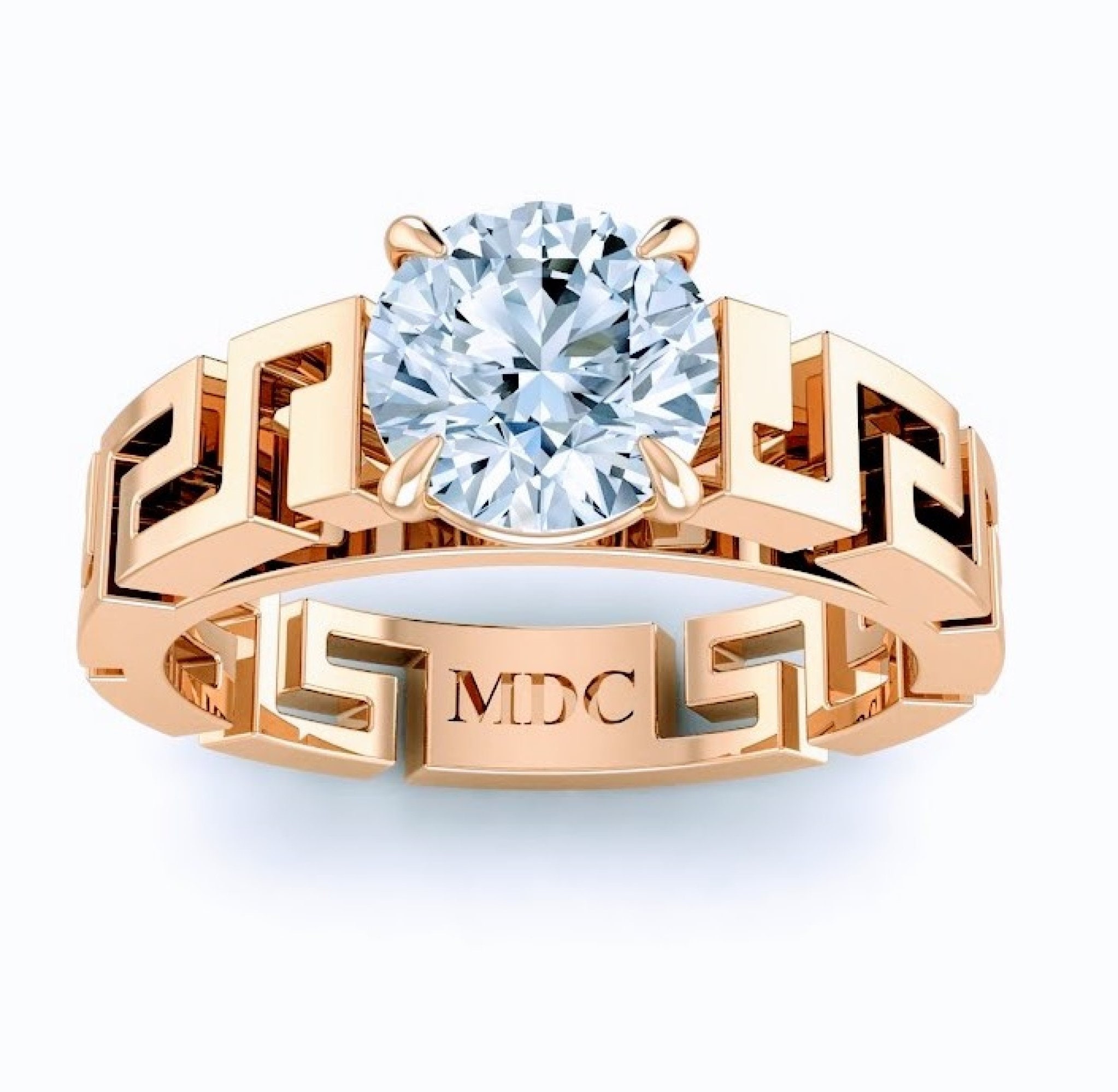 3 Stone Engagement Ring Diamond Band Yellow Gold by MDC Diamonds | Yellow
