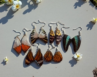 Real Butterfly Wing Earrings/ Fairy Earrings/ resin dipped Monarch Butterfly/ nature jewelry