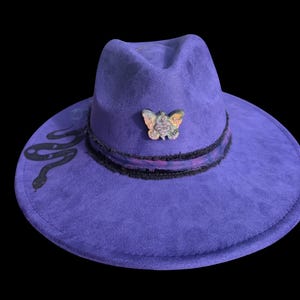 Burned Hat / Vegan Suede Hat with Snake Design / Engraved Snake Hat / Custom Hat/ Pyrography Hat