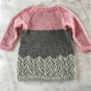 Sweater dress for girls, hand knitted wool dress, age 2-8 years. Girls dress, Hipster sweater dress, lace dress, Winter dress image 2