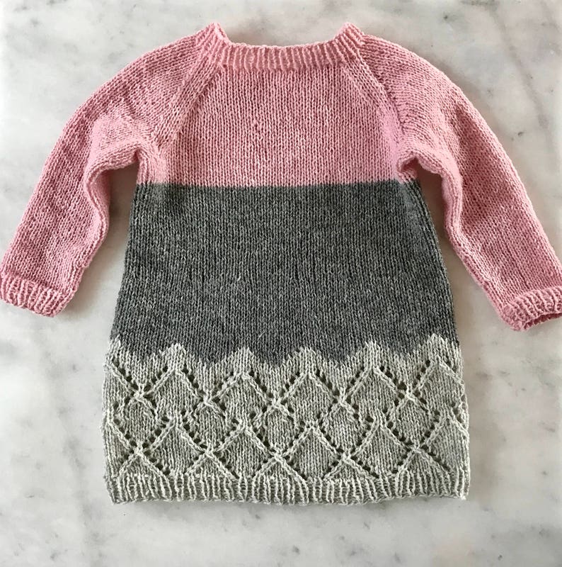 Sweater dress for girls, hand knitted wool dress, age 2-8 years. Girls dress, Hipster sweater dress, lace dress, Winter dress image 2