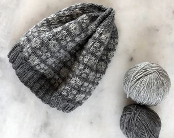 Men's winter hat, men's wool hat, fair isle hat, nordic hat, unisex hat, warm hat, warm wool hat, gray, mens gift, gift for him