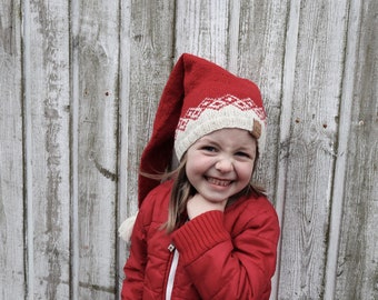 Bohéme Weihnachtsmütze für Kinder: Handgefertigt in Sondergrößen aus färöischer Wolle