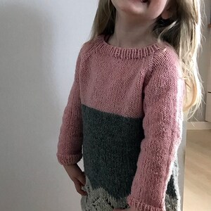 Sweater dress for girls, hand knitted wool dress, age 2-8 years. Girls dress, Hipster sweater dress, lace dress, Winter dress image 3