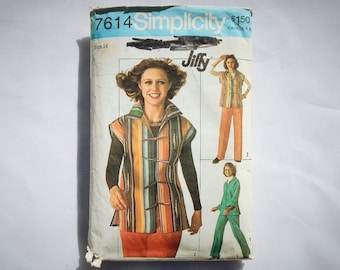 7614 Vintage Simplicity Sewing Pattern Misses Jiffy Unlined Jacket Pants UNCUT