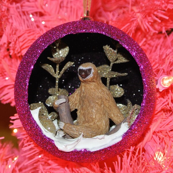 Three Toed Sloth Christmas Ornament