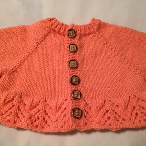 ON SALE! Cropped Long Sleeve Lace Cardigan - 6-12 Mo - Cantaloupe