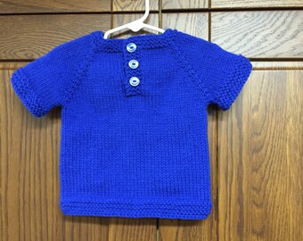 ON SALE!  Tab Front Short Sleeve Tee -3-6 Mo-Royal Blue