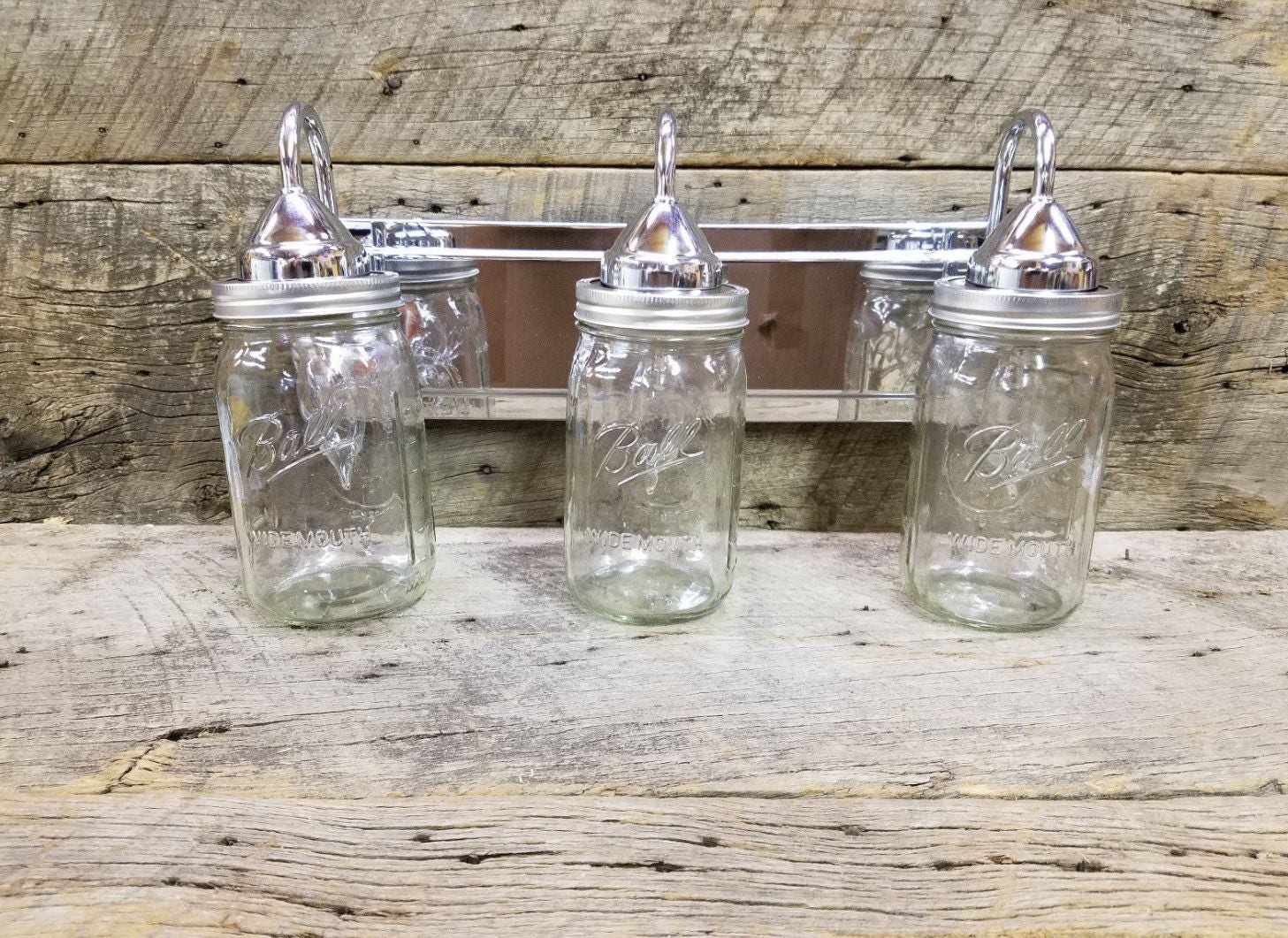Mason Jar Light 3 Light Chrome Rustic Mason Jar Vanity Light Etsy