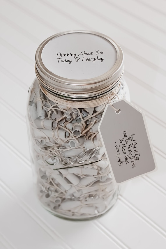 365 Message Filled 64 Oz Wish Jar Personalized Neutral Etsy