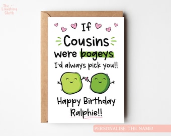 Bogey Cousin Birthday Card, Funny Birthday Card For Cousin, Silly Cousin Birthday Card, Kids Birthday Card, Birthday Card For Children