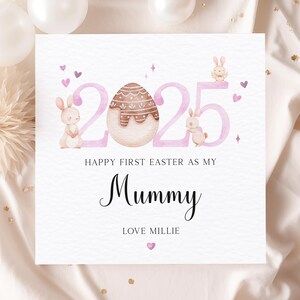 Carte de Pâques personnalisée première maman en tant que maman, carte de Pâques personnalisée, carte de lapin de bébé fille, carte de Pâques de lapin, carte de Pâques de nouvelle maman