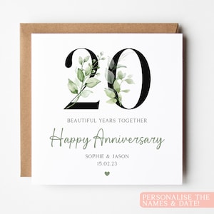 Carte personnalisée 20e anniversaire, carte ami 20e anniversaire, carte personnalisée 20e anniversaire, anniversaire ami personnalisé