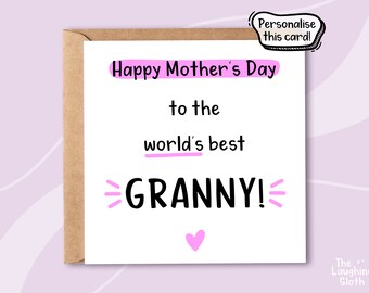 Mothers Day Card For Granny, Happy Mother's Day Granny, GrannyMother's day Card, Gran Card, Personalised Granny Mother's Day Card