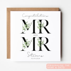 Carte de mariage gay personnalisée, carte de mariage pour couple gay, carte de date de mariage personnalisée, carte de mariage de M. et M., carte de couple de mariage de deux hommes