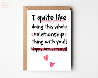 Funny Boyfriend Anniversary Card - Cute Girlfriend Anniversary Card - Relationship Anniversary Card - Plastic Free