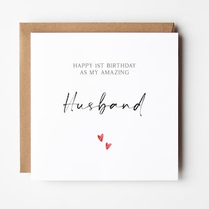 Premier anniversaire en tant que mari, premier anniversaire de mariage, carte d'anniversaire de mari, carte nouveau mari, carte d'anniversaire meilleur mari, carte pour mari