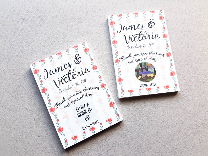wedding favour scratch off cards free drink cards wedding