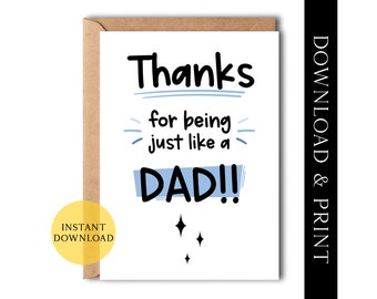 Instant Download Step Dad Birthday Card, Printable Funny Birthday Card For Step Dad, Printable Father's Day Card, Birthday Card For Step Dad