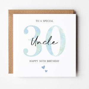 Carte 30e anniversaire pour oncle, carte 30e anniversaire oncle, carte 30e anniversaire, carte spéciale 30e anniversaire oncle, carte 30e oncle des enfants