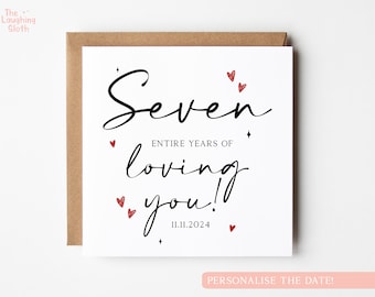 Personalised Seventh Anniversary Card, 7 Years Loving You Card, 7th Anniversary Card, Boyfriend 7th Anniversary, Girlfriend 7th Anniversary