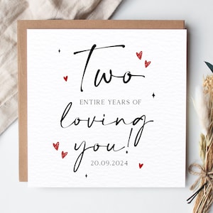 Carte d'anniversaire personnalisée de 2 ans, carte de 2 ans t'aimer, carte de 2e anniversaire, 2e anniversaire de petit ami, 2e anniversaire de petite amie