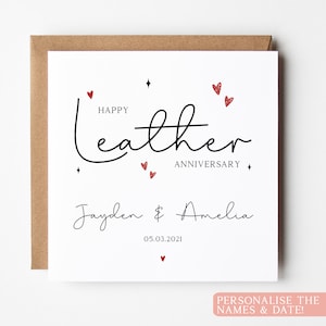 Carte d'anniversaire en cuir personnalisée, carte d'anniversaire de mariage pour le 3e anniversaire de mariage, carte pour le troisième anniversaire de mariage personnalisée, carte pour le 3e anniversaire d'un ami