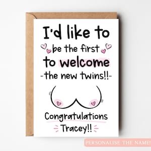 Congratulations On Your New Boobs, Boob Job Congratulations Card, New Boobs Card, Funny Surgery Card, New Boobies Card, Boob Job Card image 1