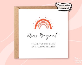 Personalised Amazing Teacher Card, Personalised Thank You Card, Teacher Thank You Card, Personalised Card For Teacher, School Card