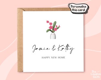 Personalised New Home Card, Personalised Congratulations On Your New Home Card, New Home Card, Orchid Card, Pretty New Home Card, Flower