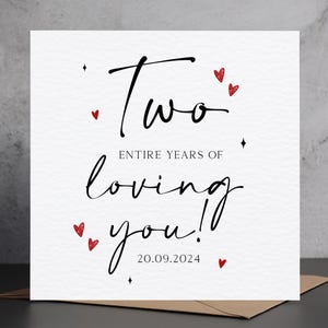 Personalised 2 Year Anniversary Card, 2 Years Loving You Card, 2nd Anniversary Card, Boyfriend 2nd Anniversary, Girlfriend 2nd Anniversary Bild 1