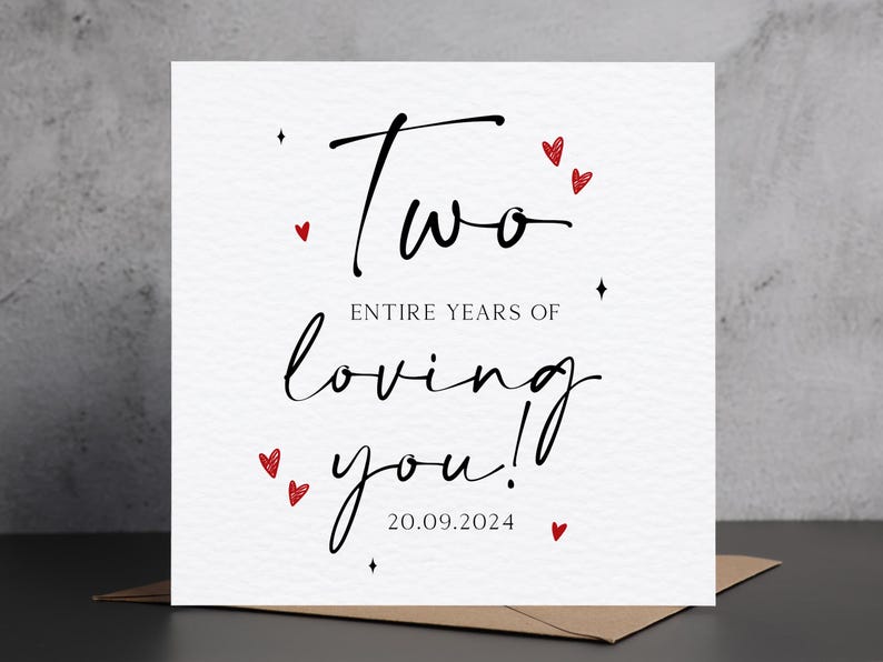 Personalised 2 Year Anniversary Card, 2 Years Loving You Card, 2nd Anniversary Card, Boyfriend 2nd Anniversary, Girlfriend 2nd Anniversary Bild 1