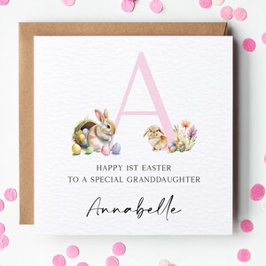 Première carte de Pâques personnalisée de petite-fille, carte de Pâques personnalisée, carte de Pâques de lapin de bébé, carte de Pâques de petite-fille, Pâques de bébé