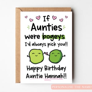 Carte d'anniversaire personnalisée drôle tante, carte d'anniversaire drôle pour tante, carte d'anniversaire idiote tante, carte d'anniversaire pour tante, carte Bogey tante