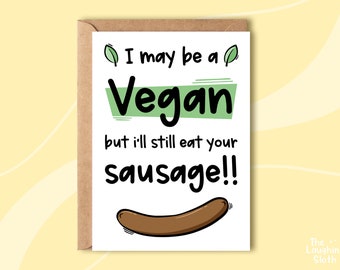 Vegan Couple Card | Rude Boyfriend Card | Anniversary Card | Steak and Blowjob Day | Vegan Birthday Card | Boyfriend Birthday Card | Vegan