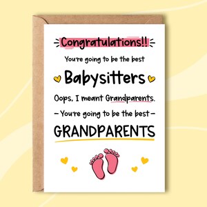 Funny Pregnancy Announcement Card - Congratulations Grandparents - Babysitter Card - Funny Grandparent Reveal Card - New Baby Card