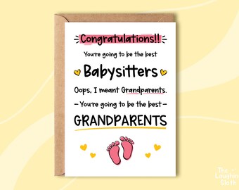 Funny Pregnancy Announcement Card - Congratulations Grandparents - Babysitter Card - Funny Grandparent Reveal Card - New Baby Card