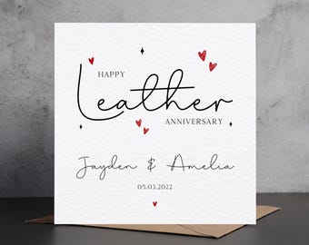 Personalised Leather Anniversary Card, 3rd Wedding Anniversary Card, Personalised Third Anniversary Card, Friends 3rd Anniversary Card